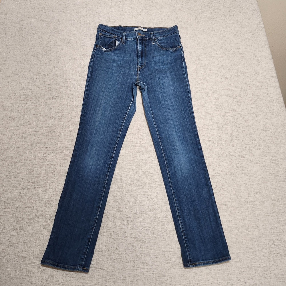 Levi's 314 Shaping Straight Jeans Women 30x30 Dark Wash Blue Mid Rise Stretch